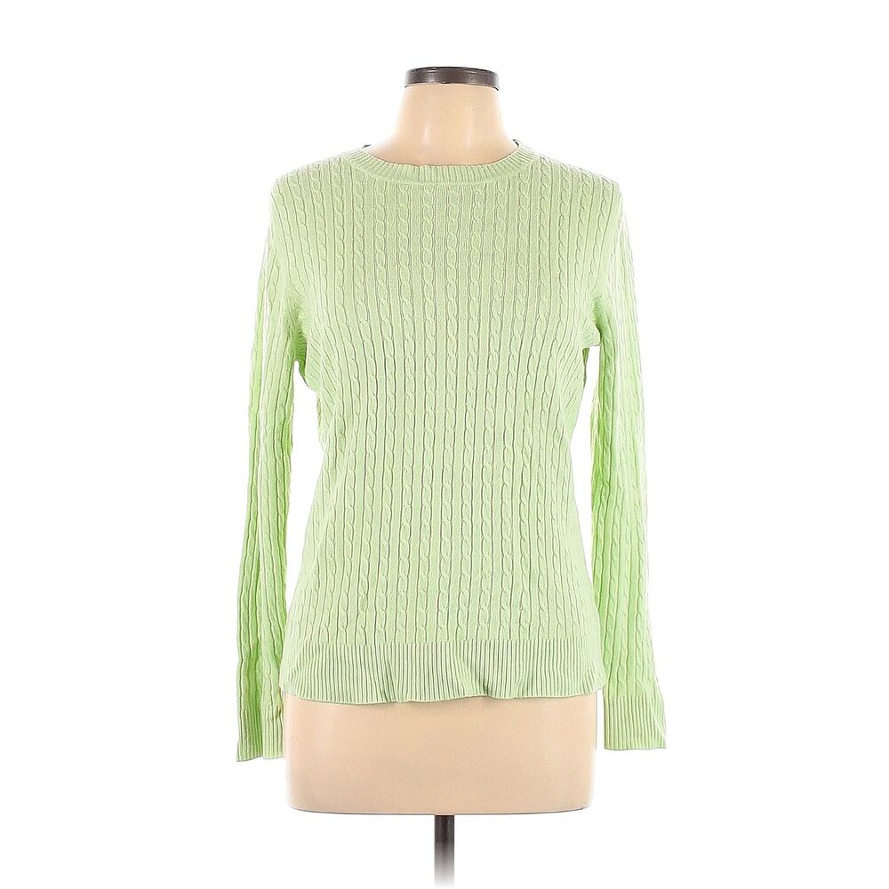 Designers Originals Women’s Small Light Green Cable Knit Soft Acrylic Sweater